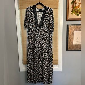 Asos Curve floral maxi dress with lace trim